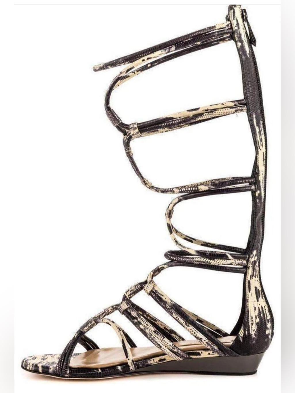 Bcbgmaxazria Black And White Lace-Up Gladiator Sandals